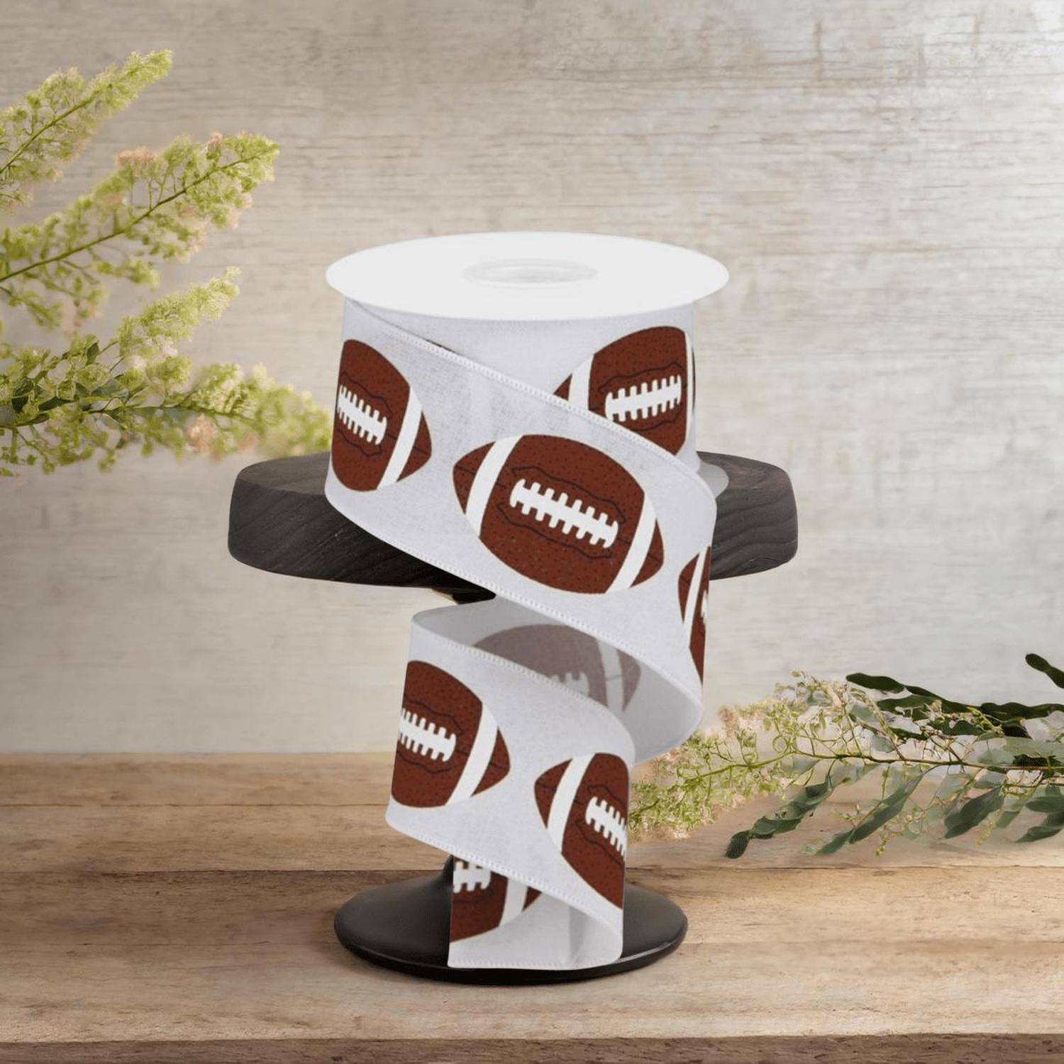 Shop For 2.5" Football Royal Ribbon: White (10 Yards)