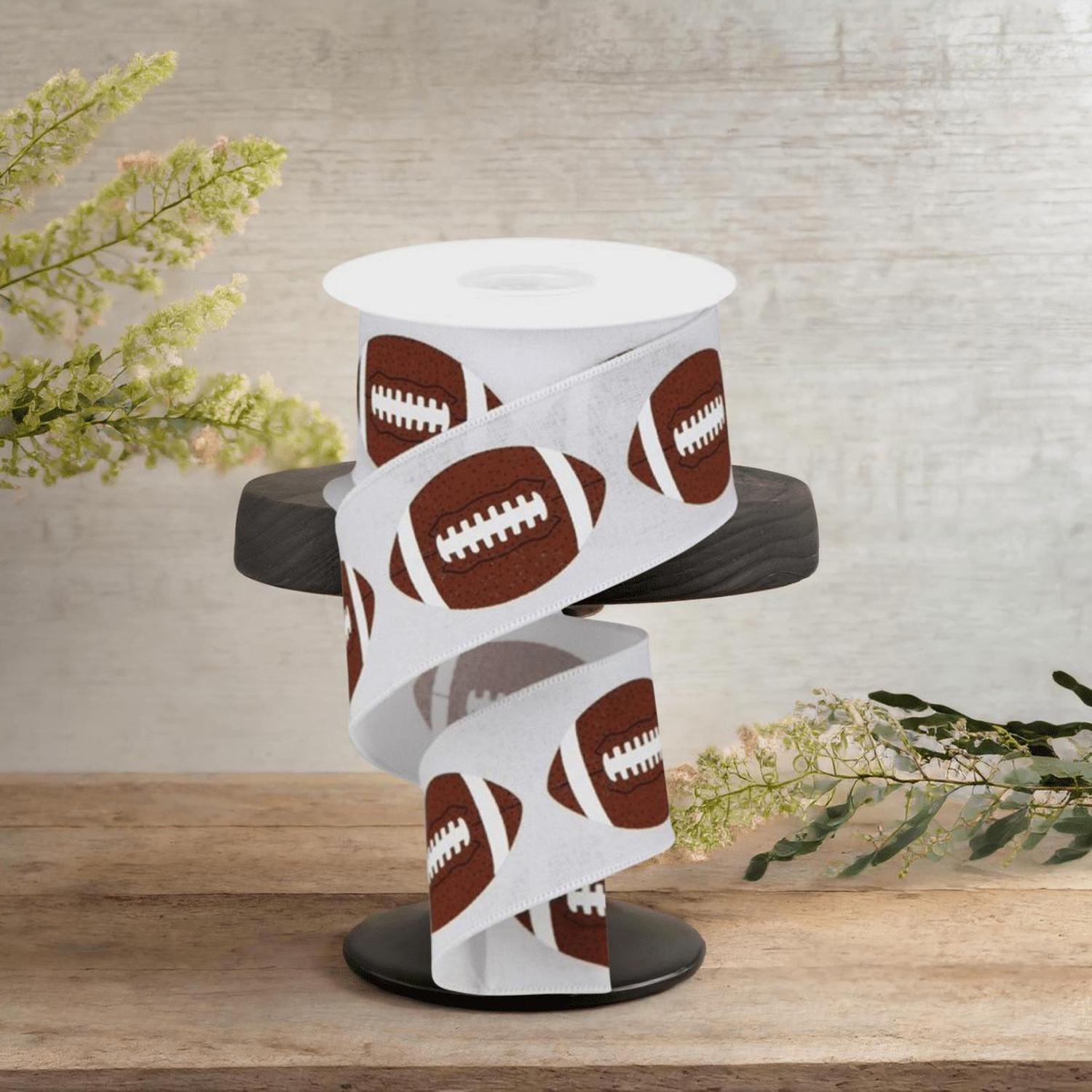 Shop For 2.5" Football Royal Ribbon: White (10 Yards)