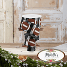 Shop For 2.5" Footballs On Stripe Ribbon: Black & Silver (10 Yards)