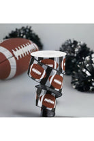 Shop For 2.5" Footballs On Stripe Ribbon: Black & Silver (10 Yards) at Michelle's aDOORable Creations