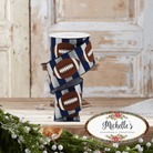 Shop For 2.5" Footballs On Stripe Ribbon: Silver & Navy (10 Yards)