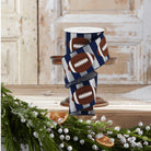 Shop For 2.5" Footballs On Stripe Ribbon: Silver & Navy (10 Yards)