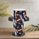 Shop For 2.5" Footballs On Stripe Ribbon: Silver & Navy (10 Yards)