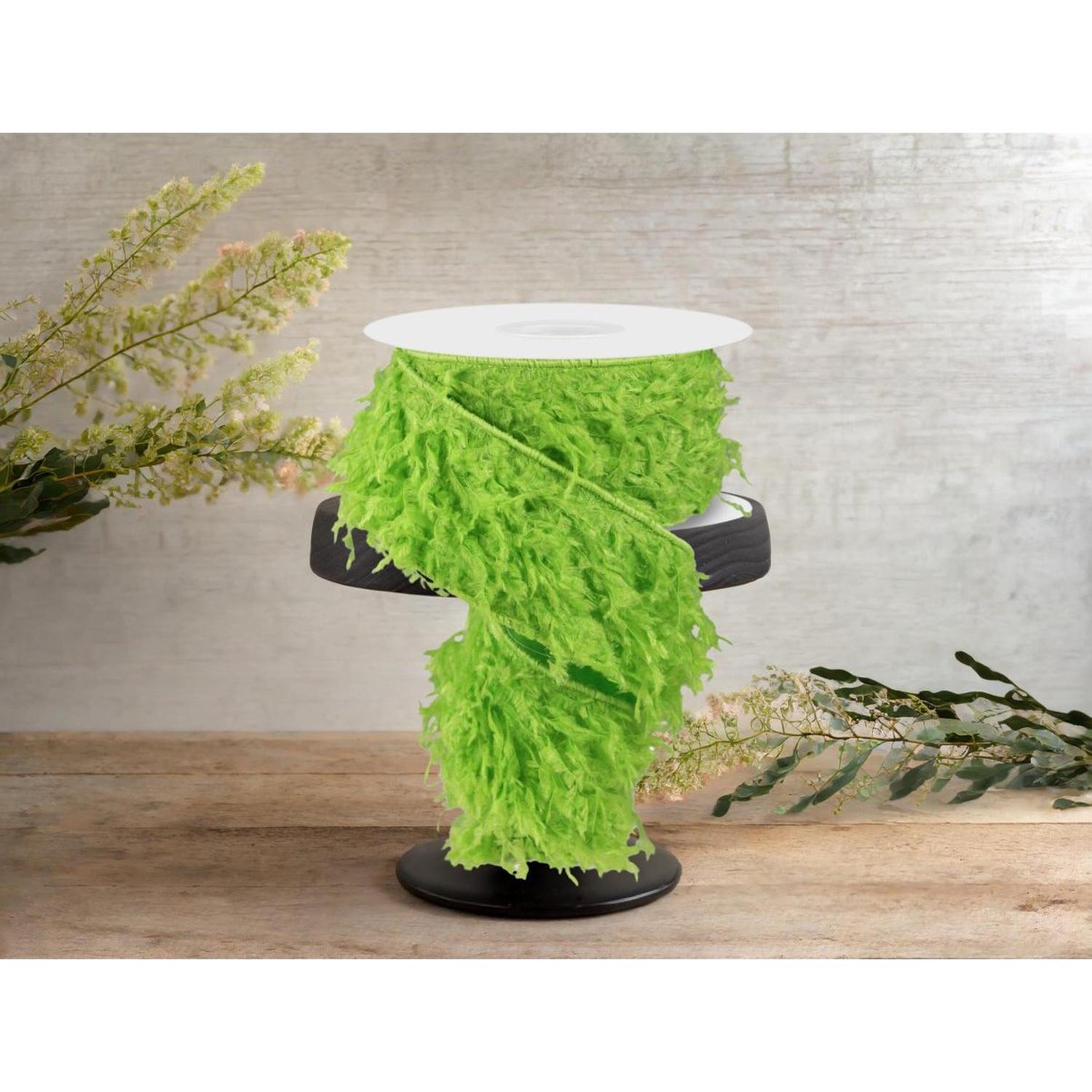 Shop For 2.5" Furry Ribbon: Lime Green (10 Yards) at Michelle's aDOORable Creations