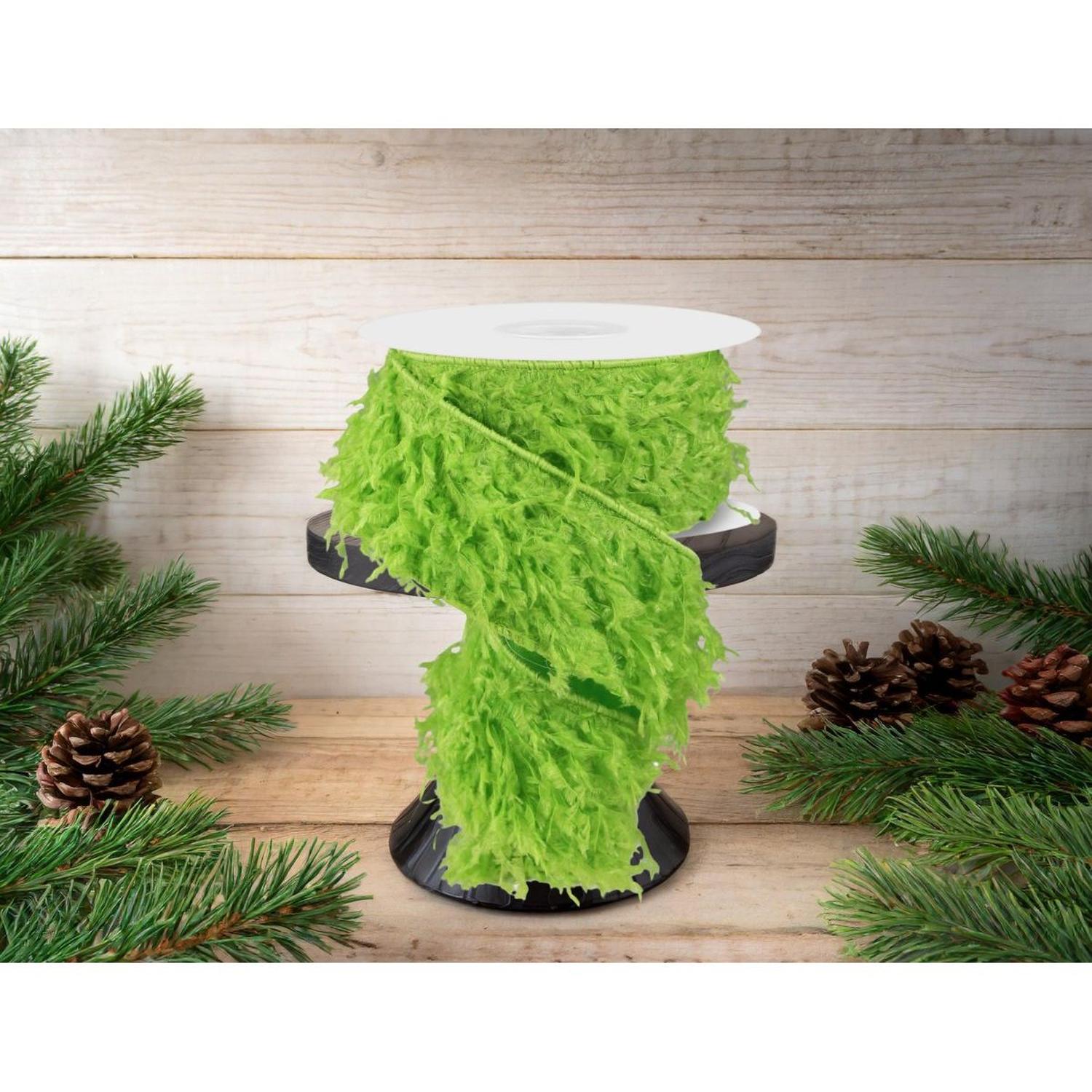 Shop For 2.5" Furry Ribbon: Lime Green (10 Yards) at Michelle's aDOORable Creations