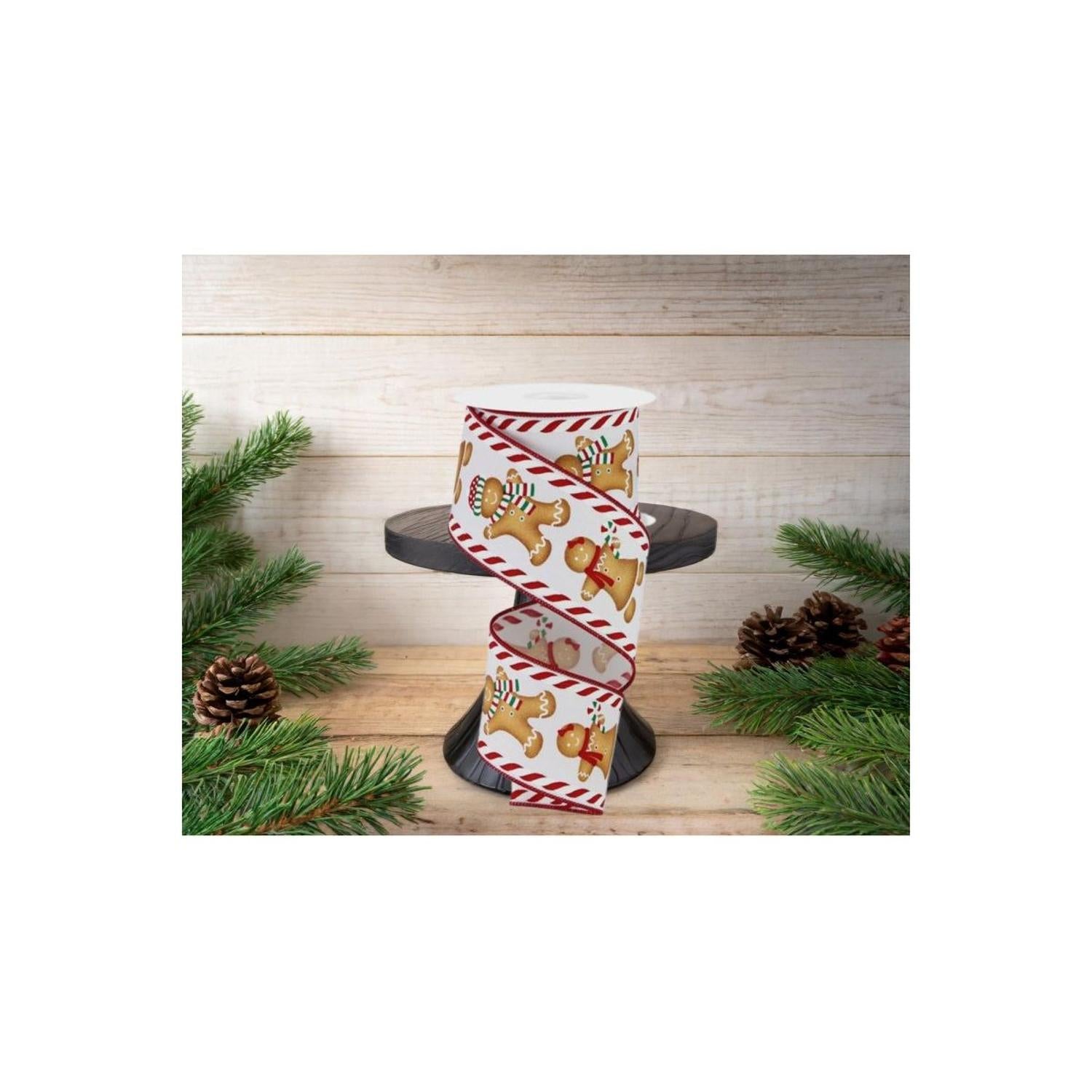 2.5" Gingerbread Boy Girl Ribbon: White (10 Yards)