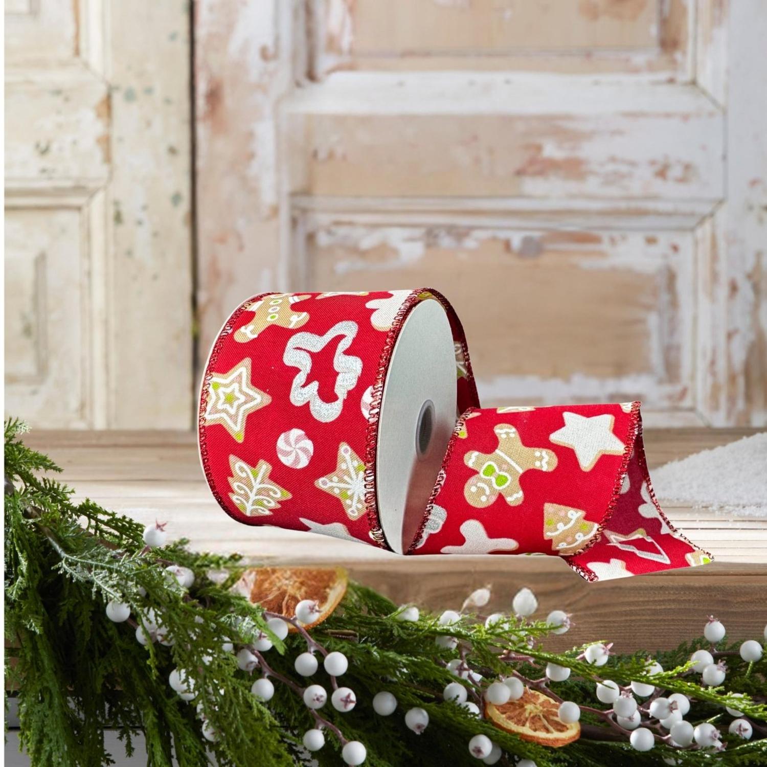 Shop For 2.5" Gingerbread Cookie Cutout Ribbon: Red (10 Yards)