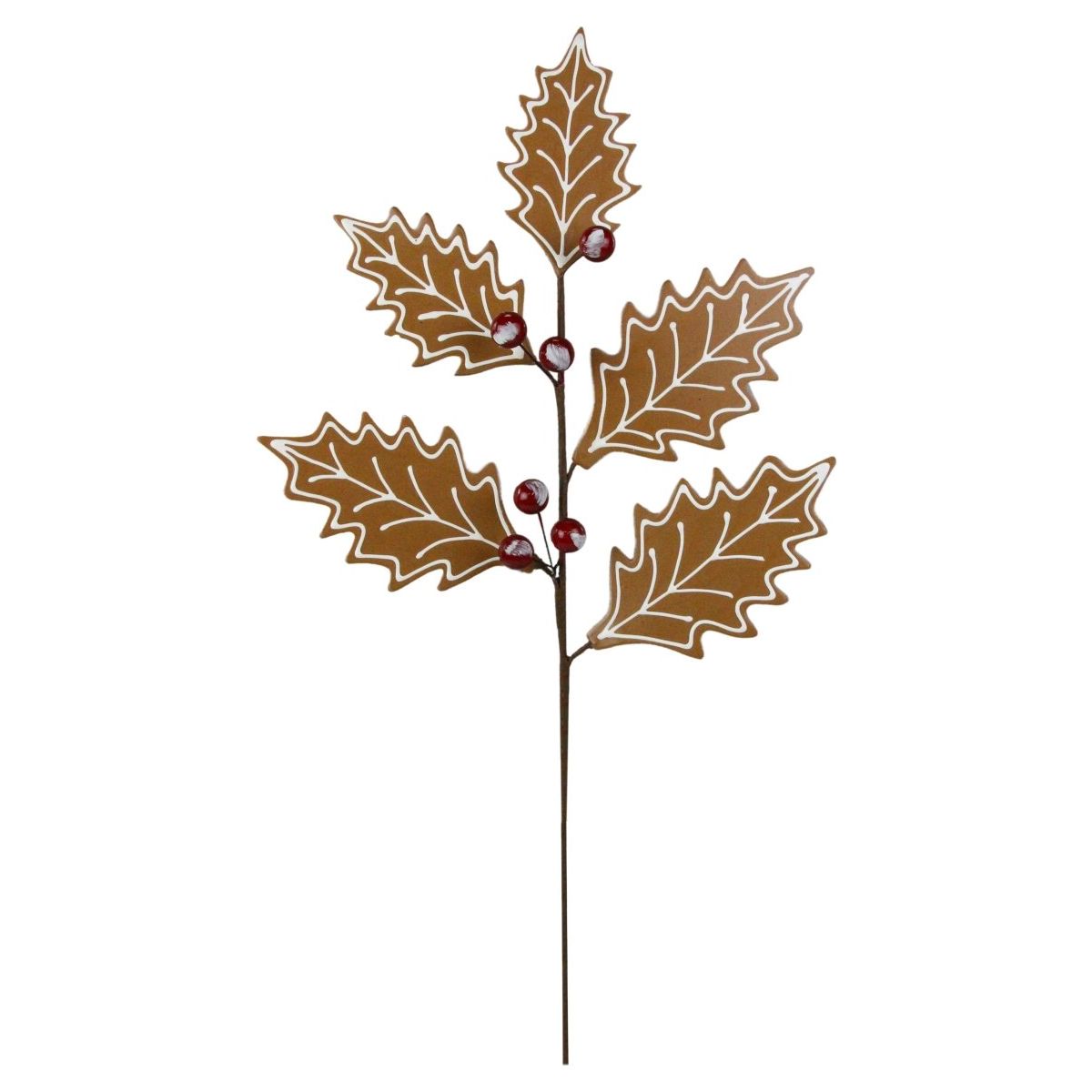 Shop For 25" Gingerbread Holly Leaf Spray