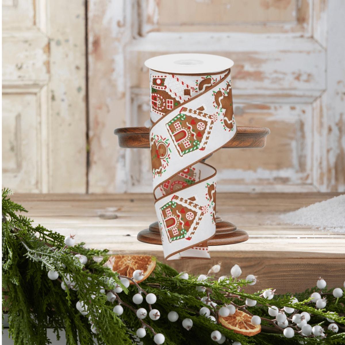 Shop For 2.5" Gingerbread Sprinkles Ribbon: White (10 Yards)