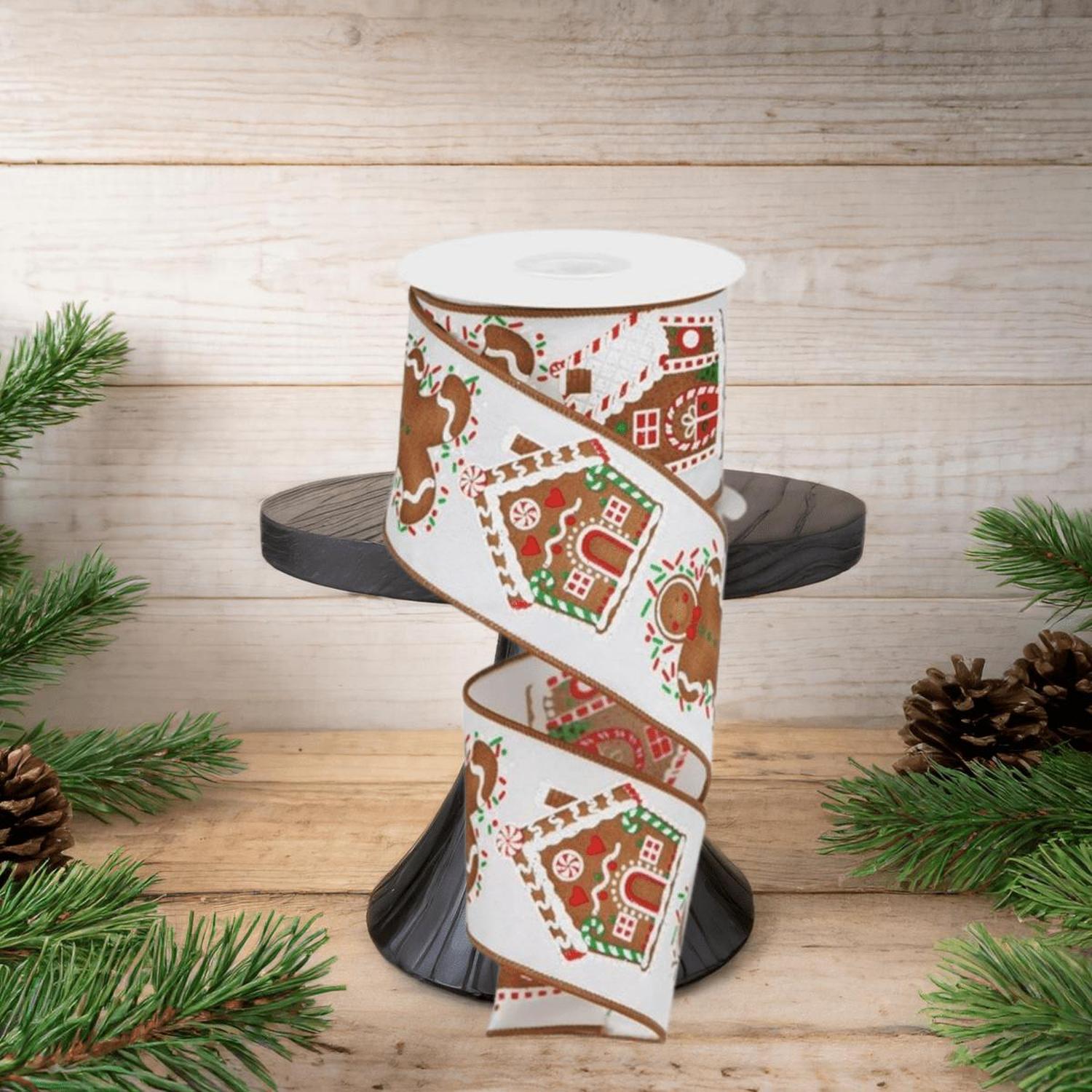 2.5" Gingerbread Sprinkles Ribbon: White (10 Yards)