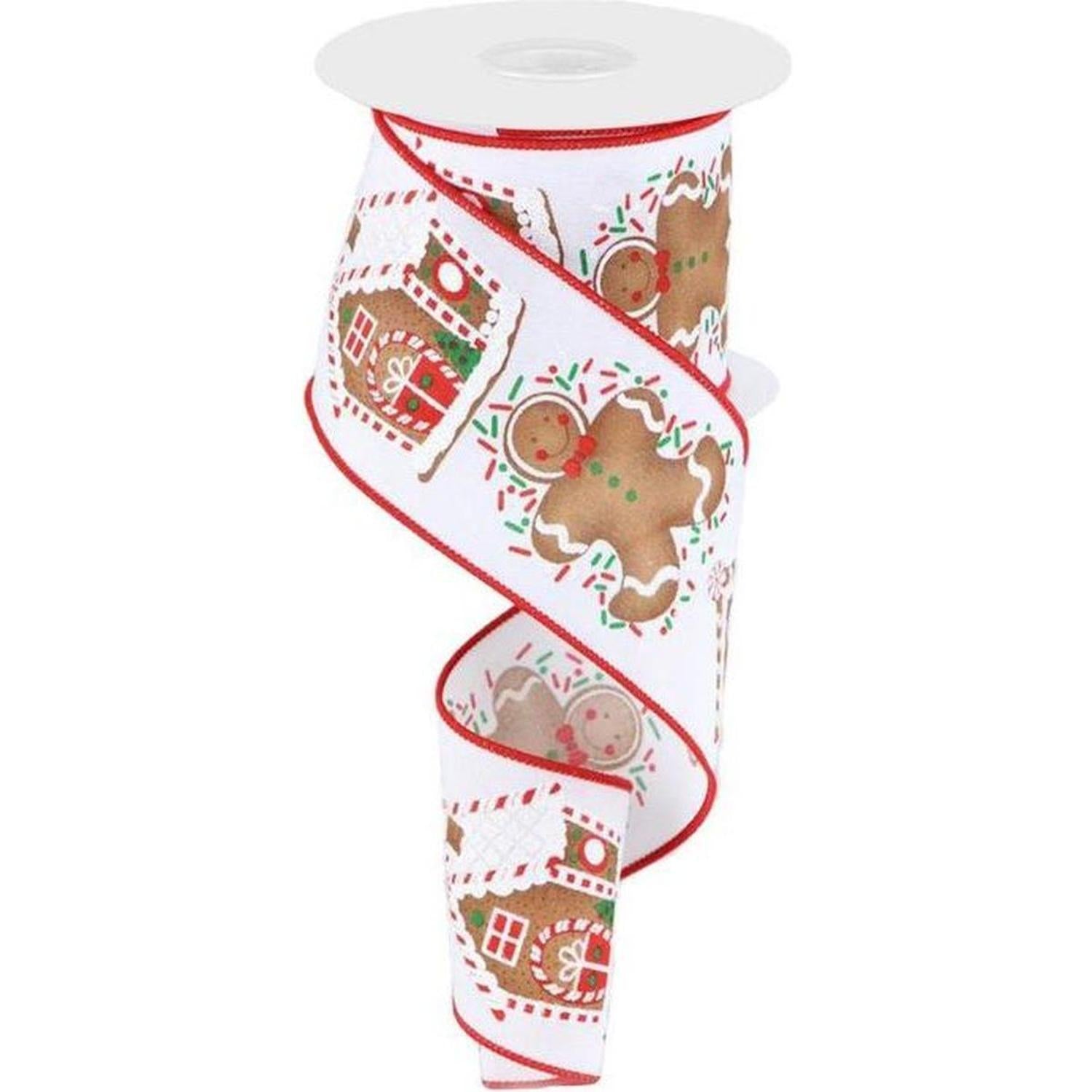 2.5" Gingerbread Sprinkles Ribbon: White (10 Yards)