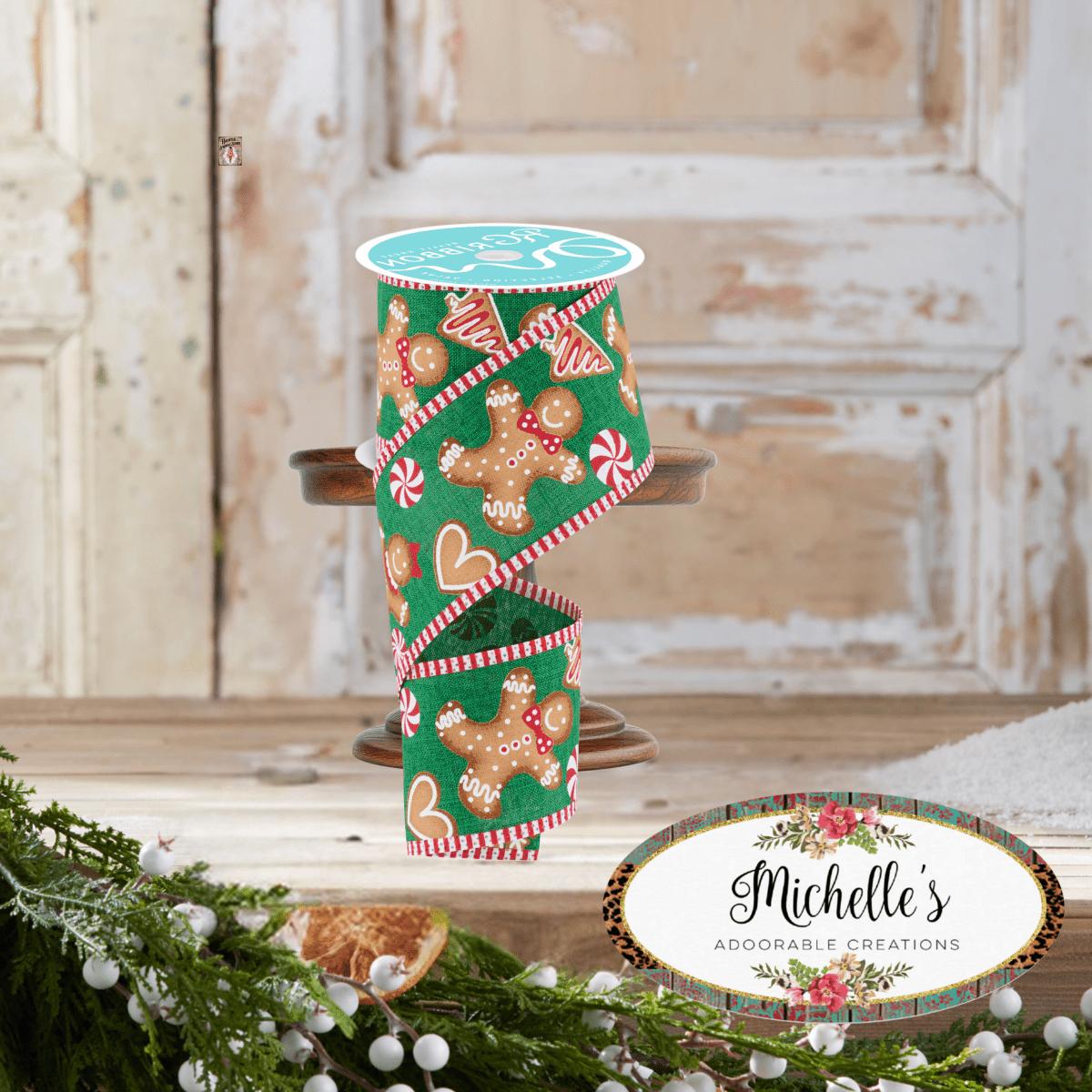 Shop For 2.5" Gingerbread Stripe Ribbon: Emerald Green (10 Yards)