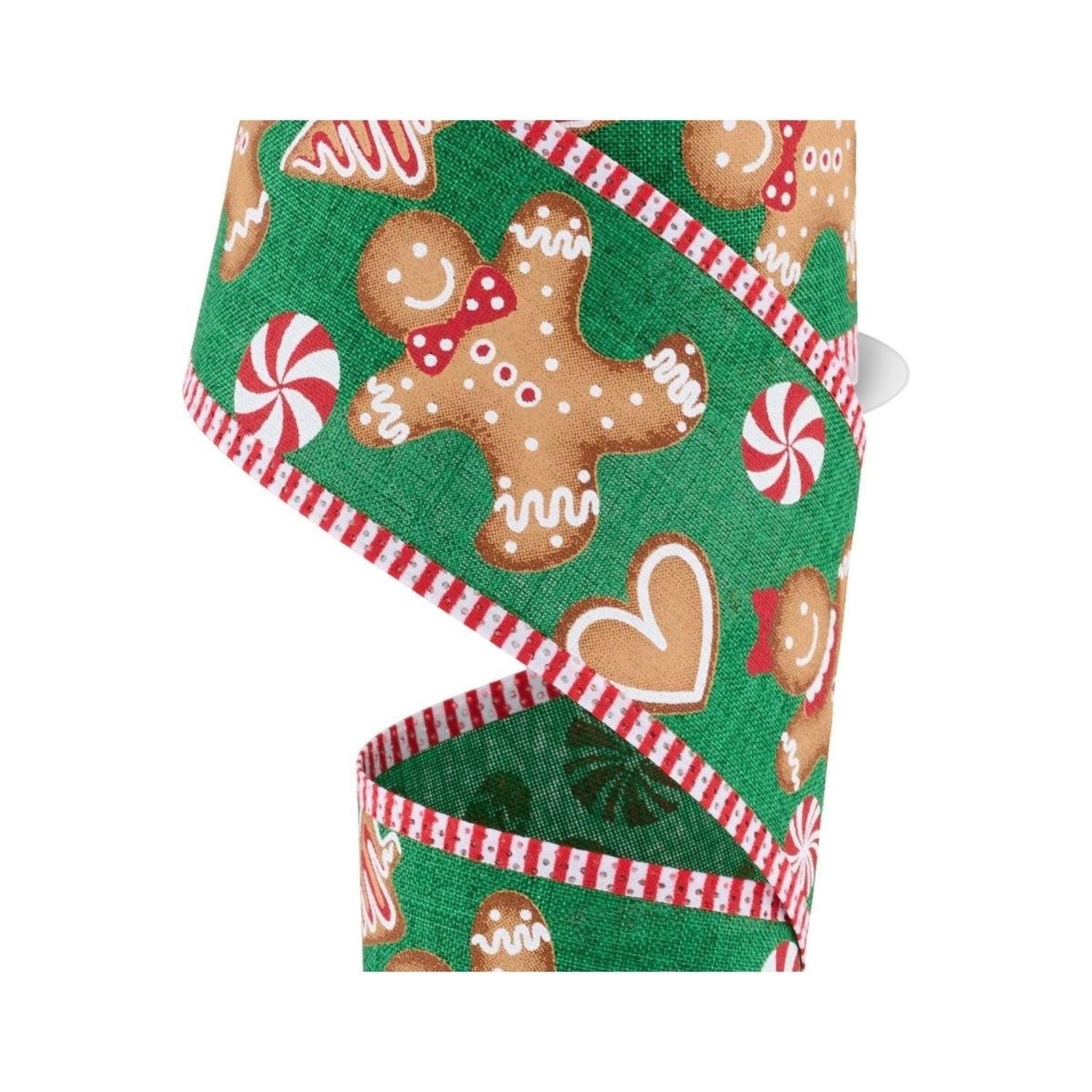 2.5" Gingerbread Stripe Ribbon: Emerald Green (10 Yards)