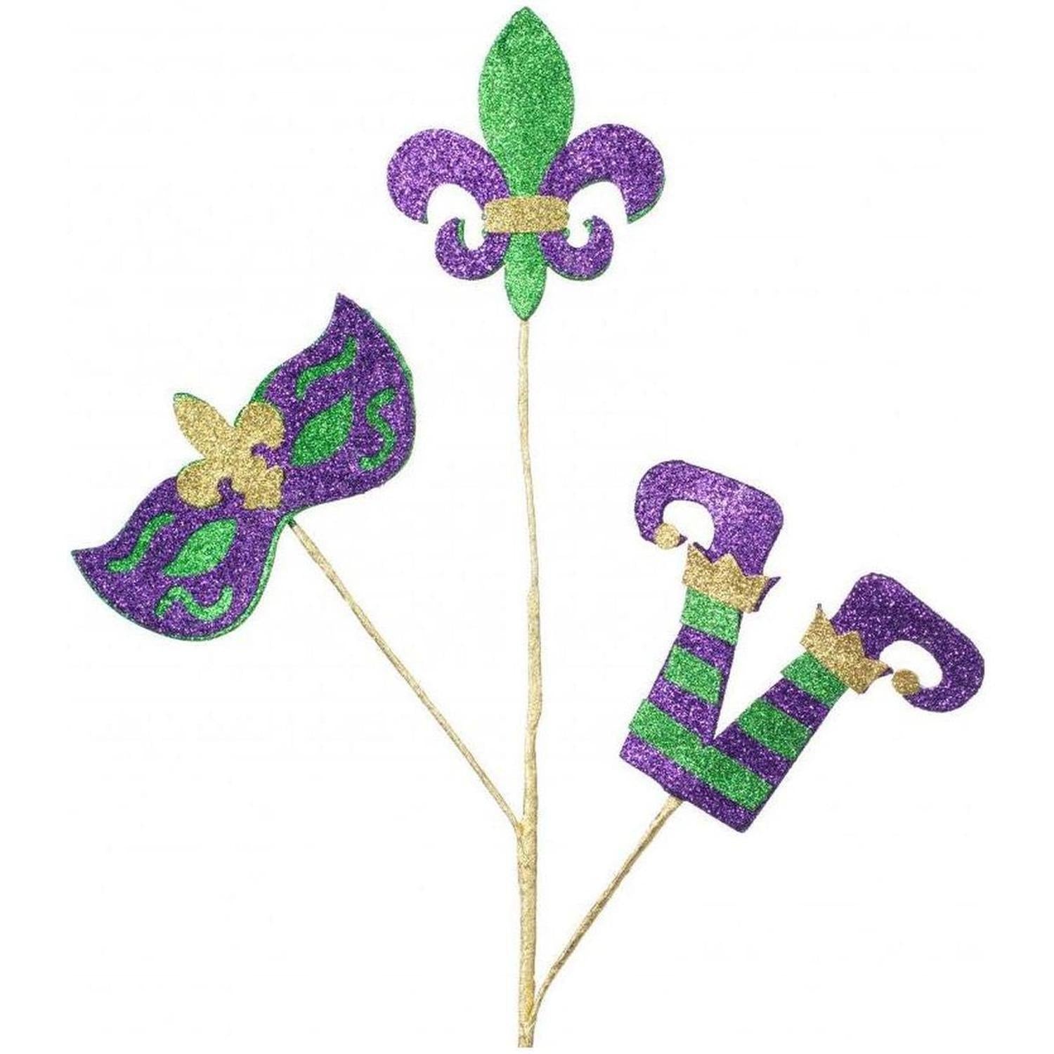 25" Glitter Eva Mardi Gras Spray