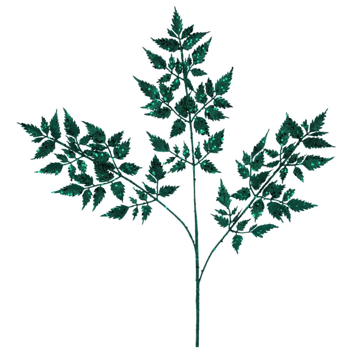 Shop For 25" Glitter Fern Spray: Hunter Green