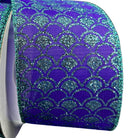 2.5" Glitter Fish Scales Ribbon: Purple/Aqua (10 Yards)