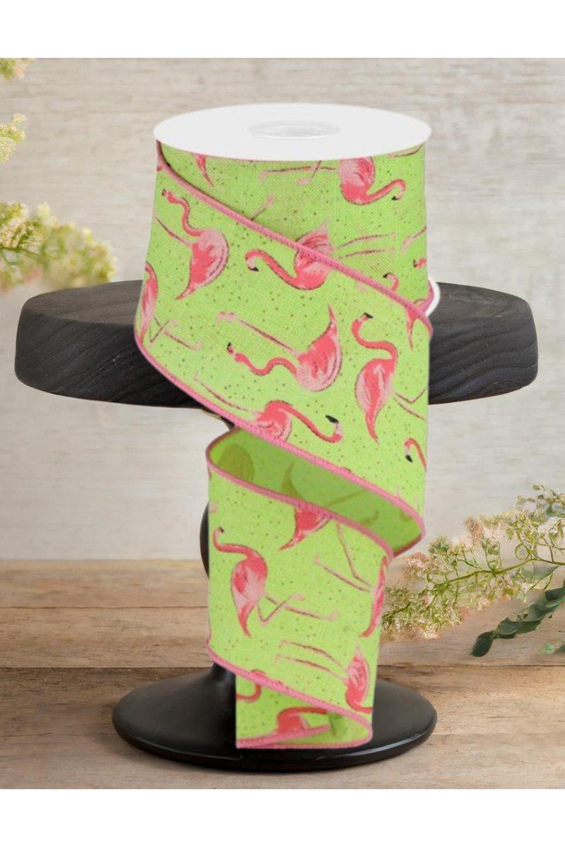 Shop For 2.5" Glitter Flamingo Ribbon: Lime Green (10 Yards)