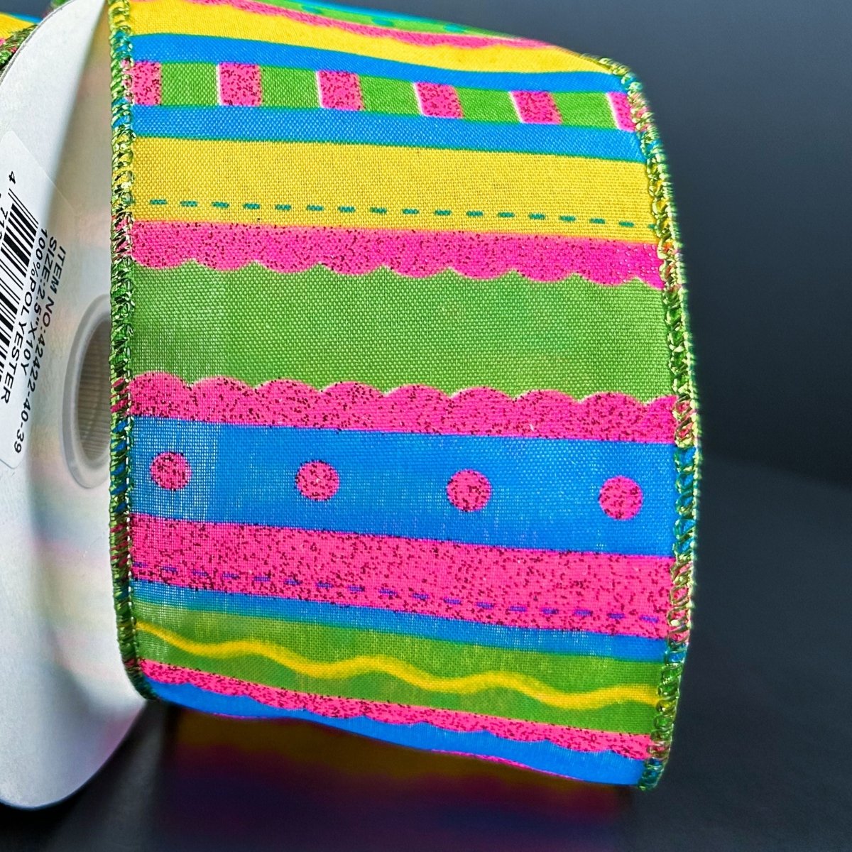 Shop For 2.5" Glitter Fun Satin Stripe Ribbon: Multi (10 Yards)