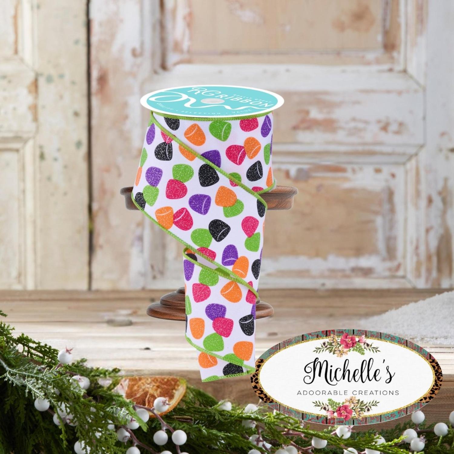 Shop For 2.5" Glitter Gumdrop Ribbon: Pink/Lime (10 Yards)