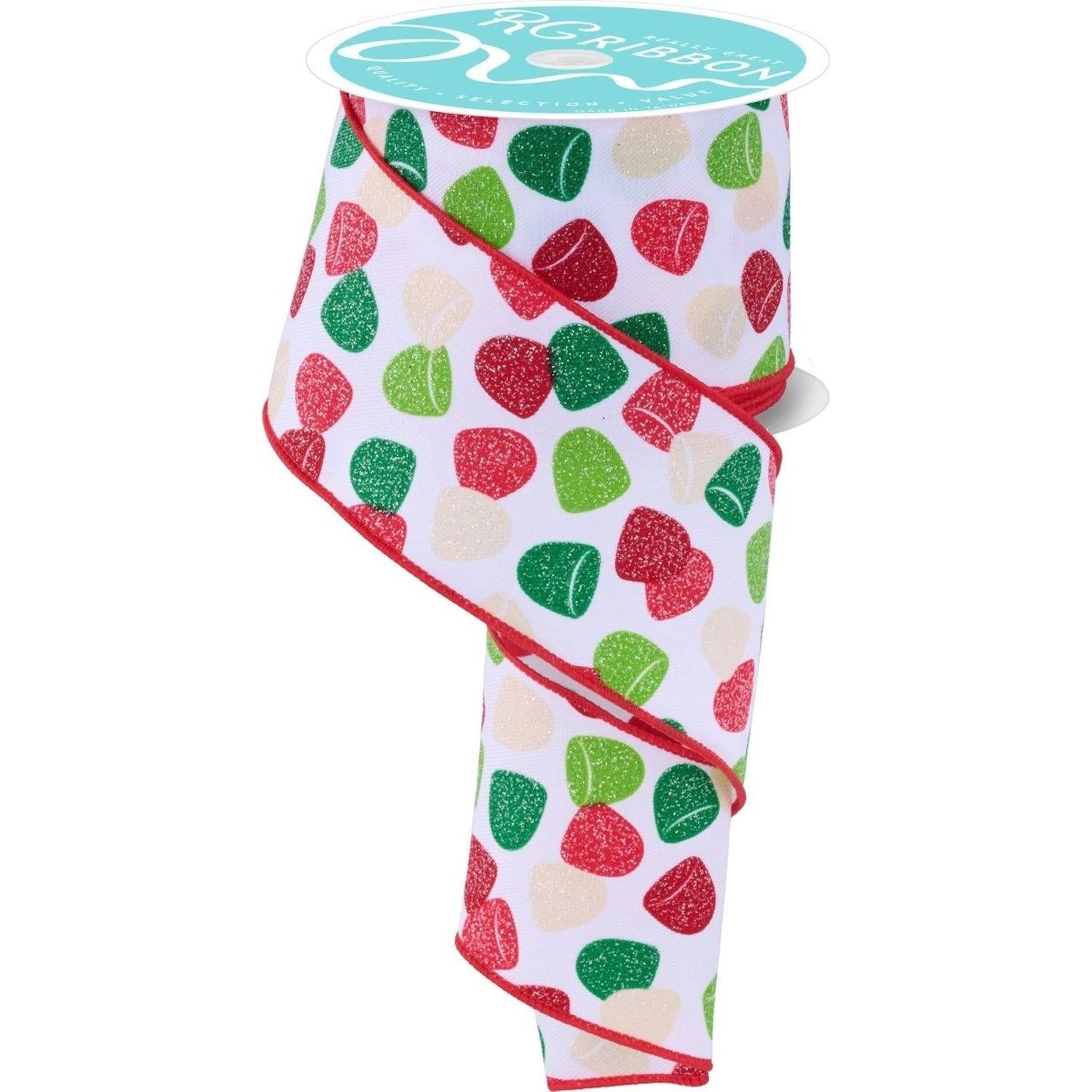 2.5" Glitter Gumdrop Ribbon: Primary (10 Yards)