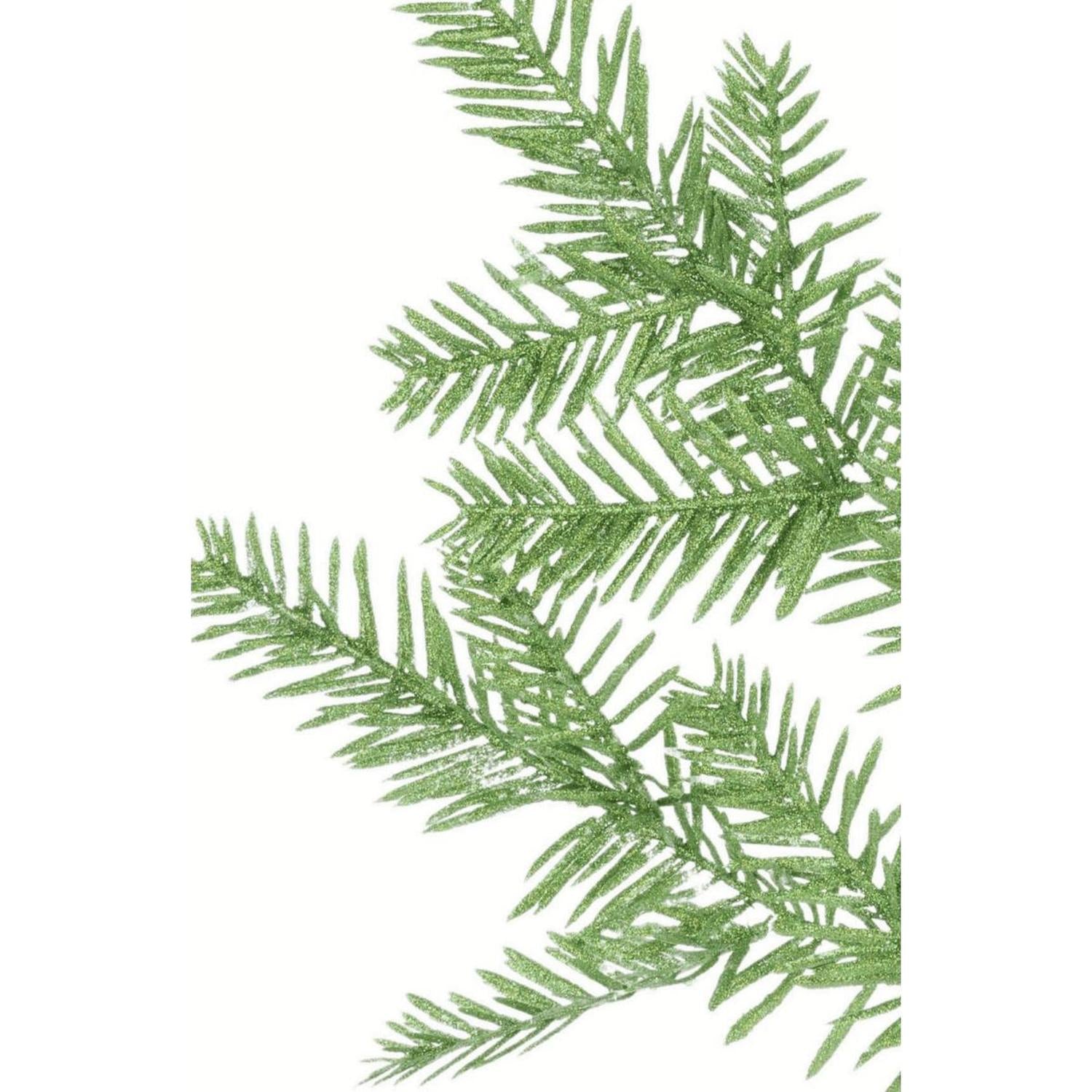 25" Glitter Hemlock Spray: Lime Green