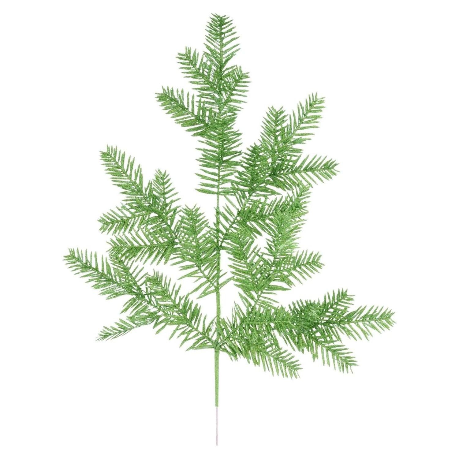 Shop For 25" Glitter Hemlock Spray: Lime Green