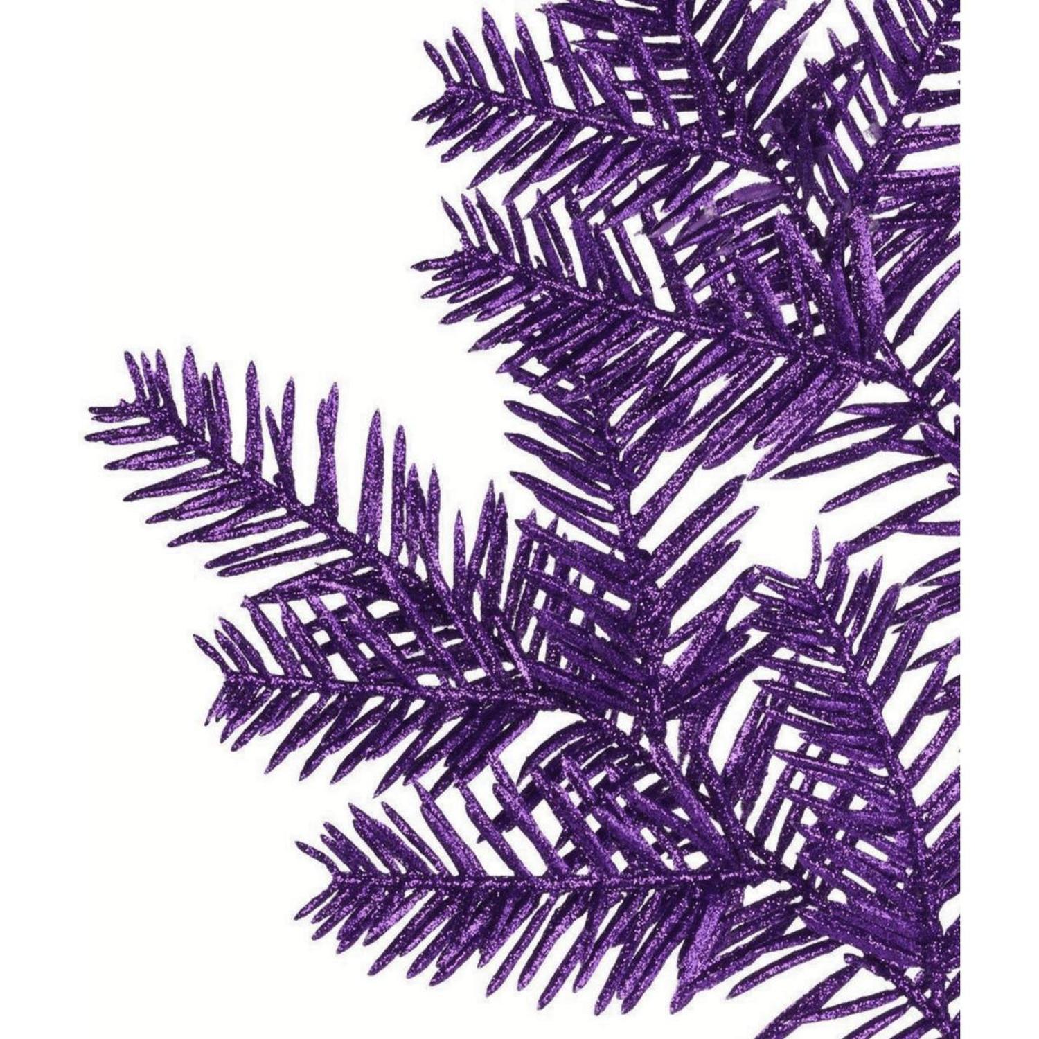 25" Glitter Hemlock Spray: Purple