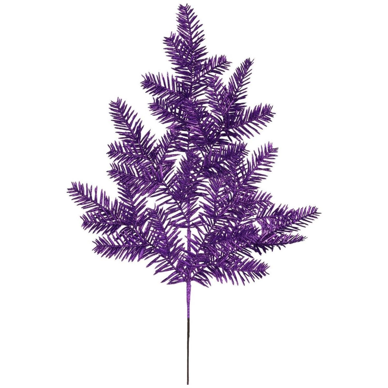 25" Glitter Hemlock Spray: Purple