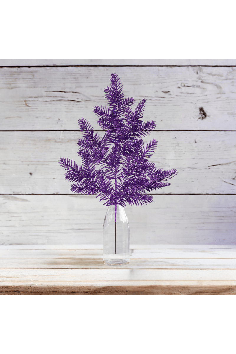 Shop For 25" Glitter Hemlock Spray: Purple