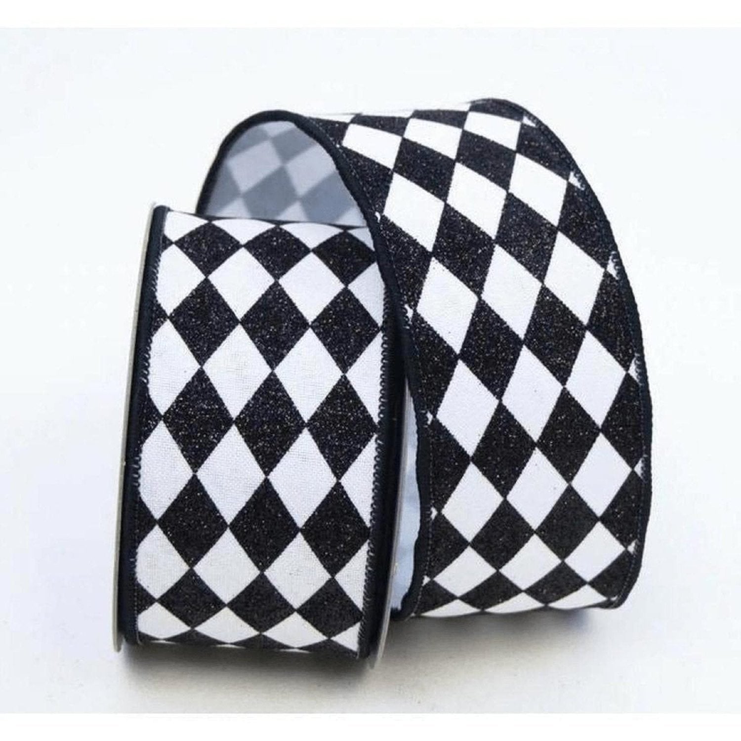 Shop For 2.5" Glitter Jester Diamond Ribbon: Black & White (10 Yards)
