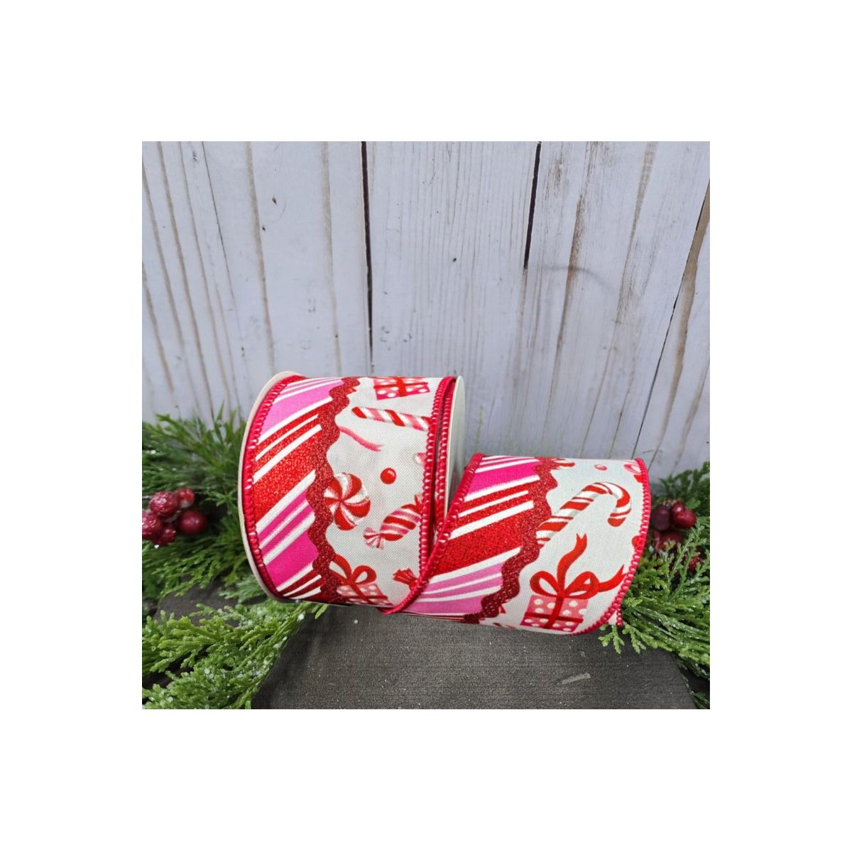 Shop For 2.5" Glitter Loopy Ric Rac Ribbon: Red, Pink and White