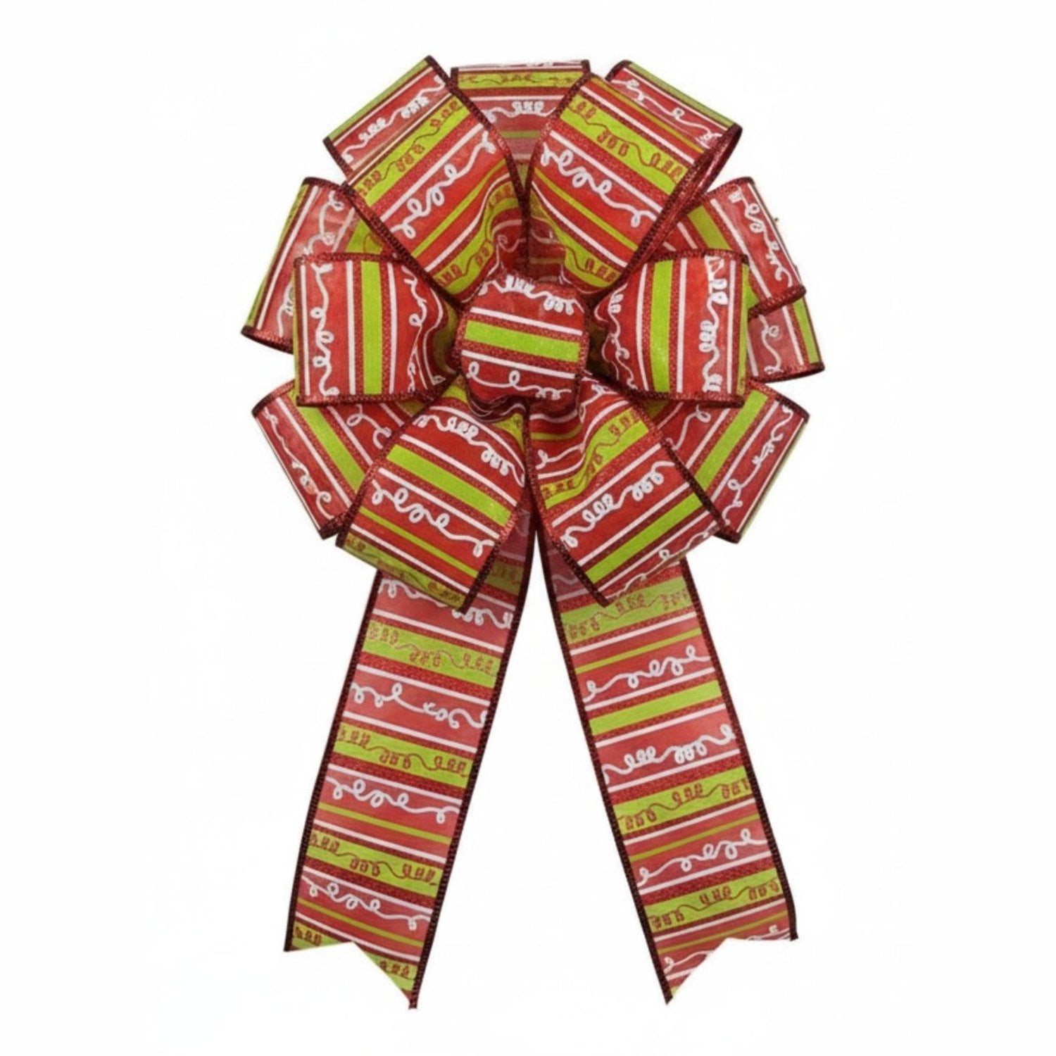 Shop For 2.5" Glitter Loopy Stripes Ribbon: Lime, Red, White