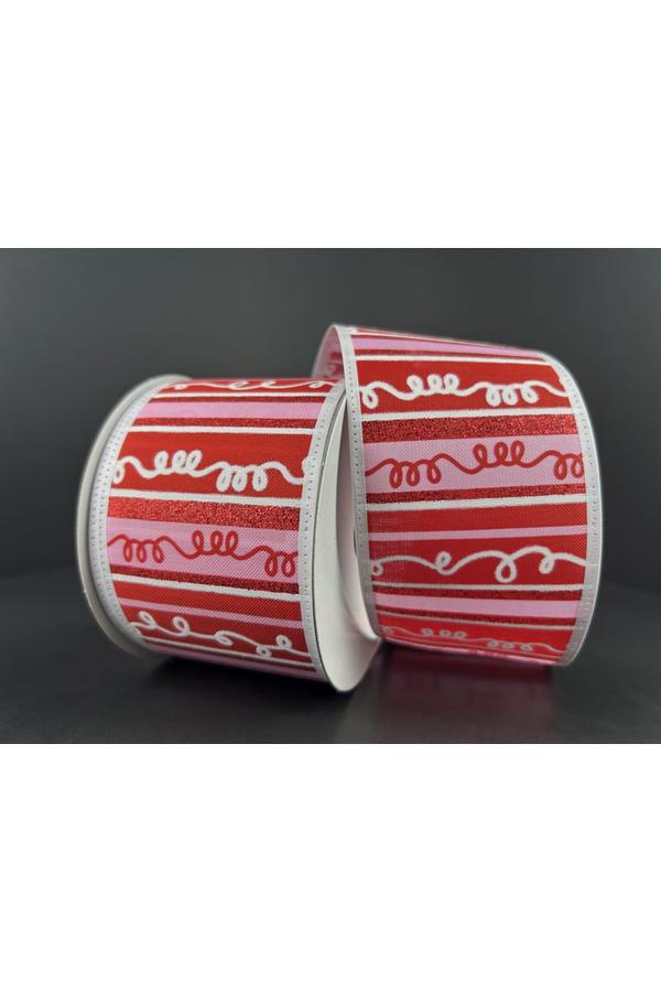 Shop For 2.5" Glitter Loopy Stripes Ribbon: Pink, Red (10 Yards) 76413 - 40 - 03