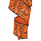 Shop For 2.5" Glitter Mini Leaf Vines Ribbon: Orange/Black (10 Yards)