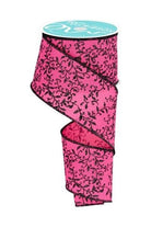 Shop For 2.5" Glitter Mini Leaf Vines Ribbon: Pink/Black (10 Yards) at Michelle's aDOORable Creations