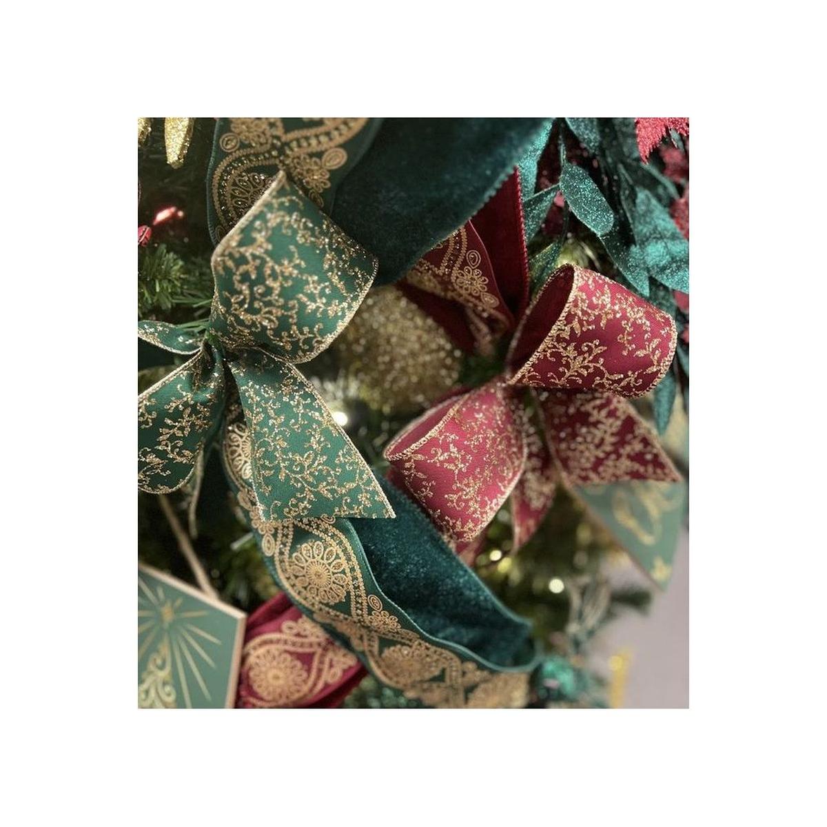 Shop For 2.5" Glitter Mini Leaf Vines Ribbon: Wine/Gold (10 Yards)