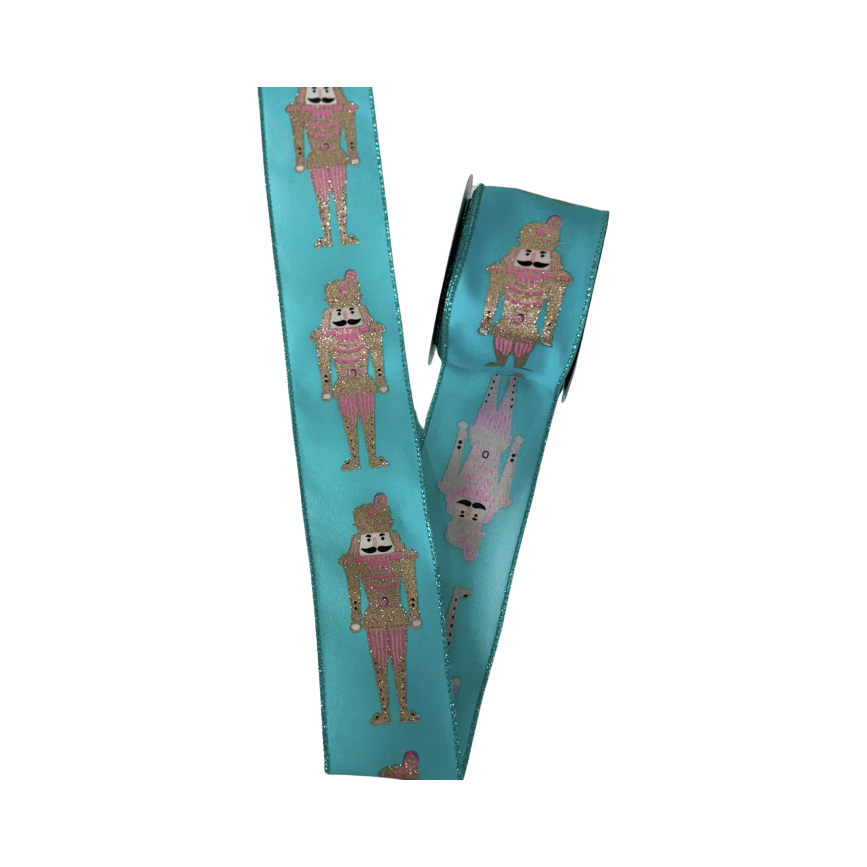 Shop For 2.5" Glitter Nutcracker Ribbon: Pink & Teal (10 Yards)
