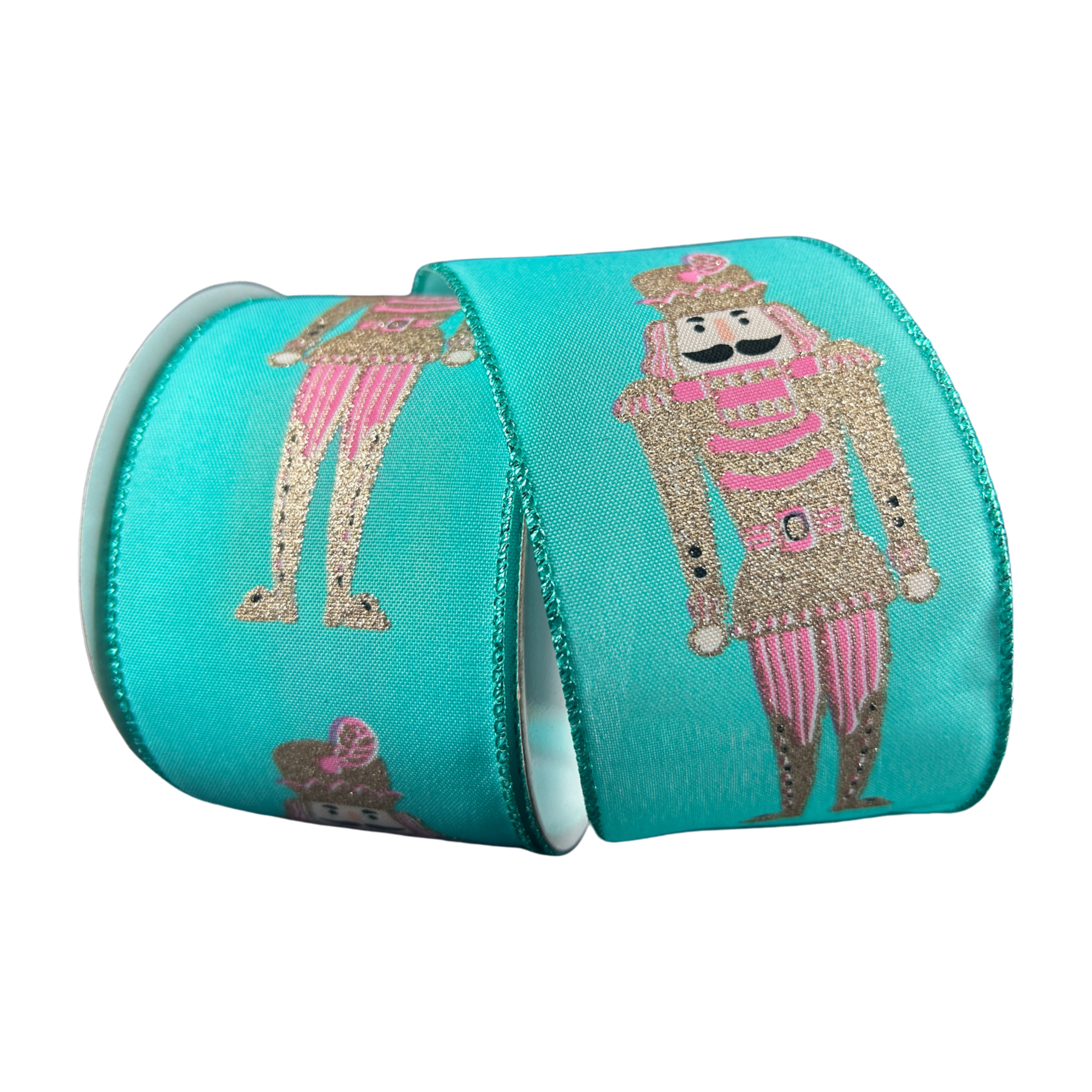 Shop For 2.5" Glitter Nutcracker Ribbon: Pink & Teal (10 Yards)