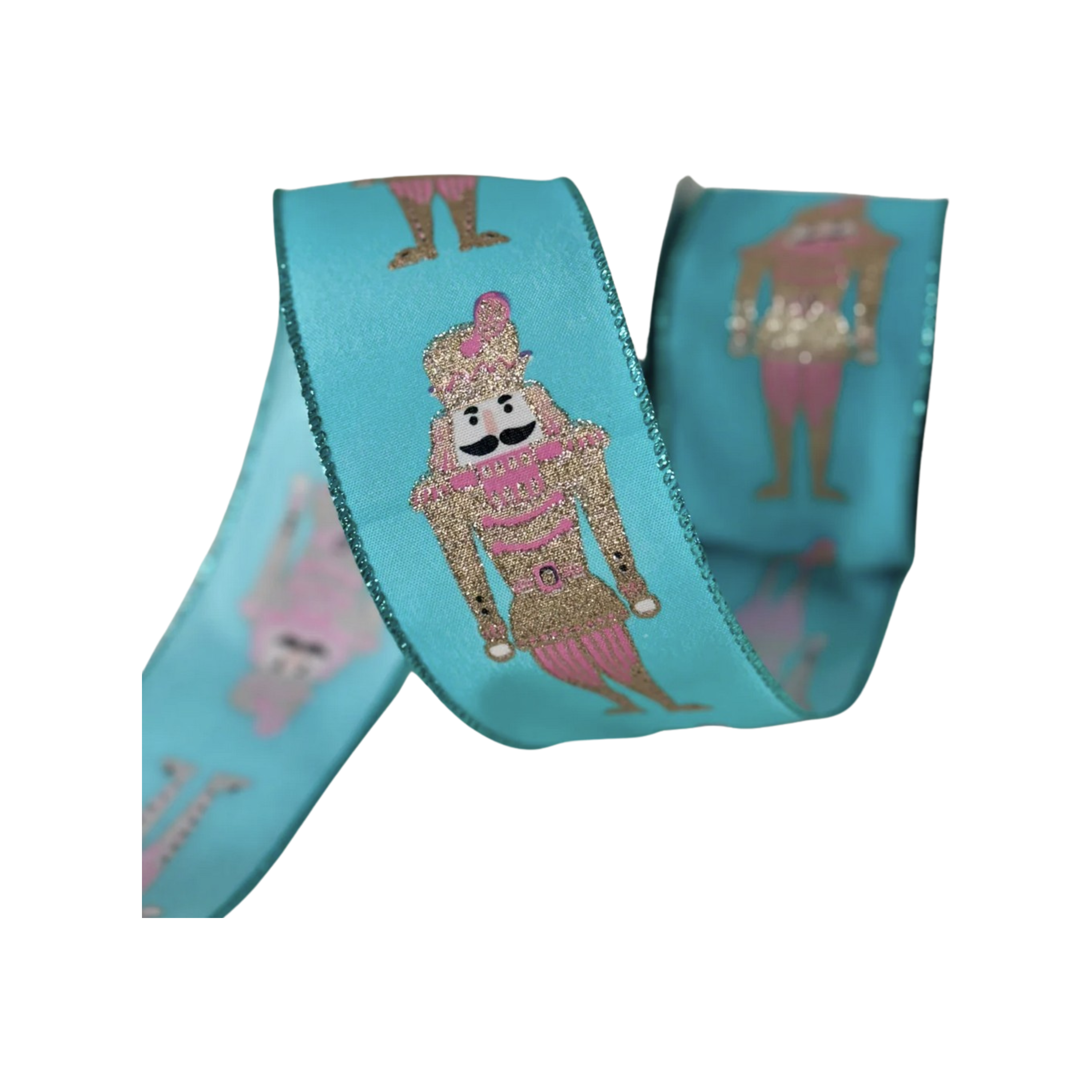 Shop For 2.5" Glitter Nutcracker Ribbon: Pink & Teal (10 Yards)