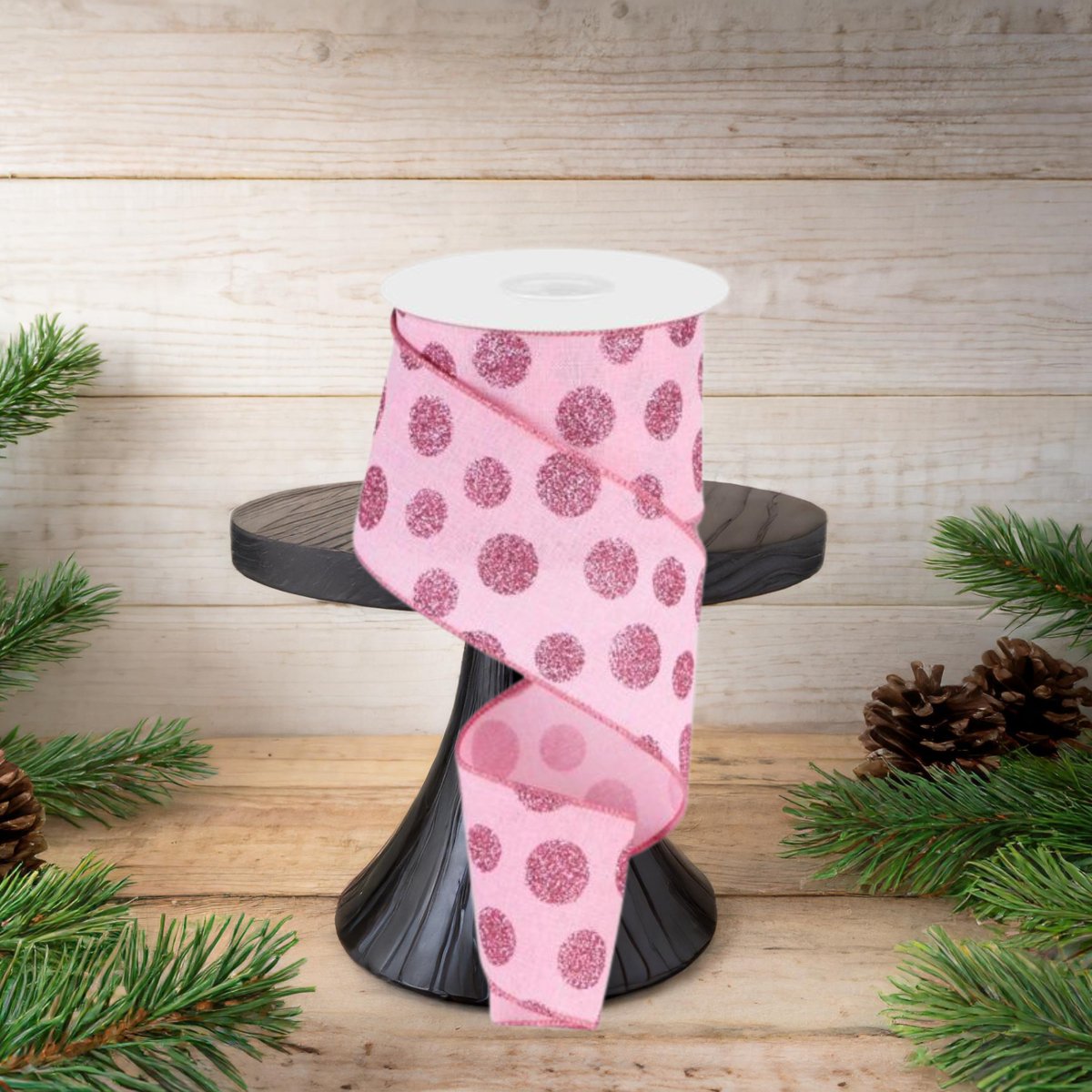 Shop For 2.5" Glitter Polka Dot Ribbon: Light Pink (10 Yards)
