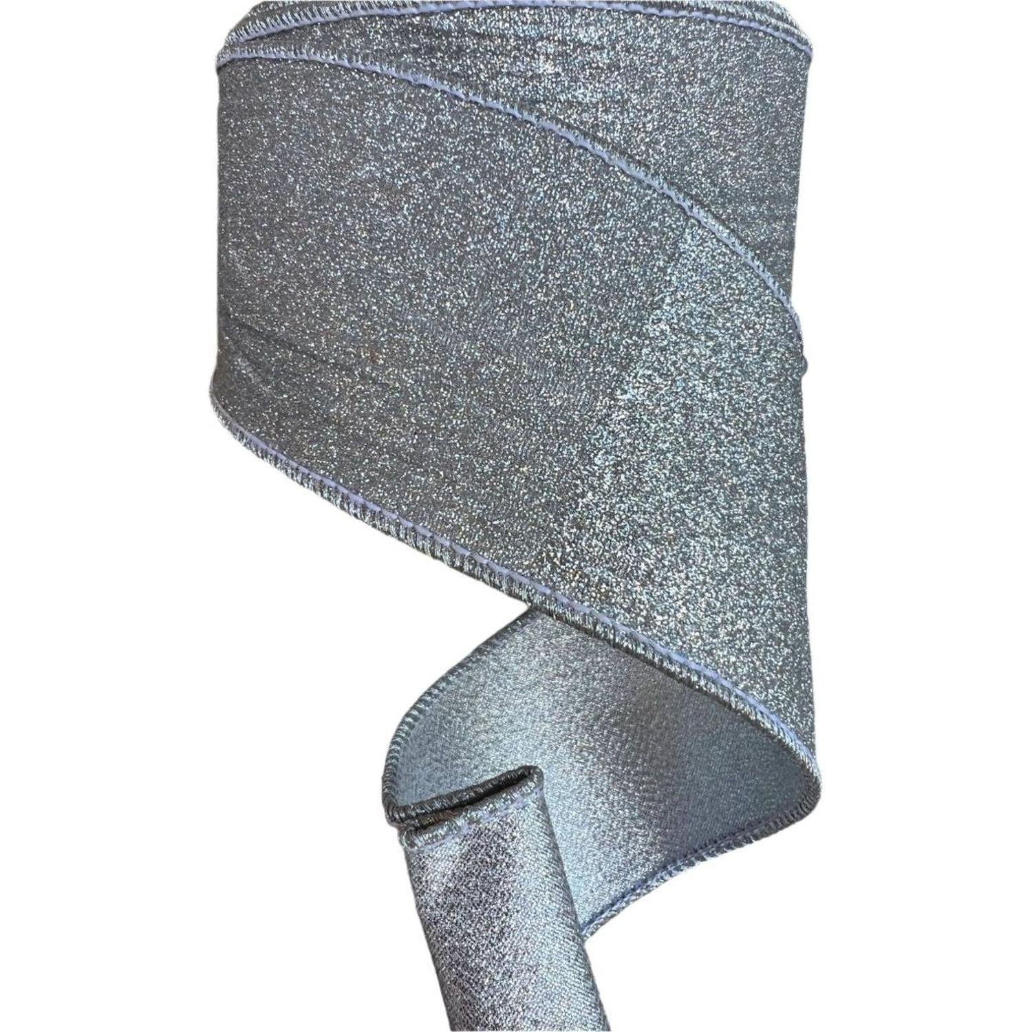 2.5" Glitter Ribbon: Silver (10 Yards)