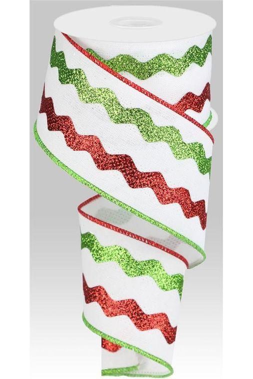 Shop For 2.5" Glitter Ricrac Ribbon: Red, Lime & White (10 Yards)