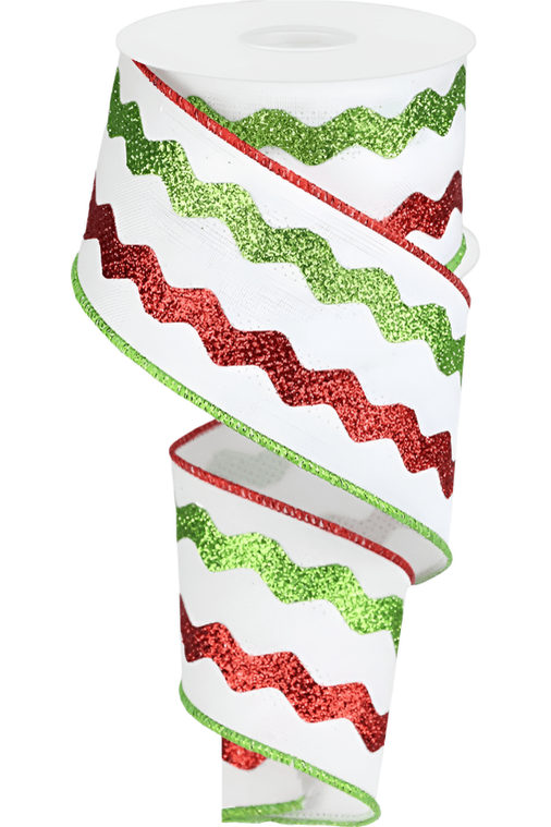 Shop For 2.5" Glitter Ricrac Ribbon: Red, Lime & White (10 Yards)