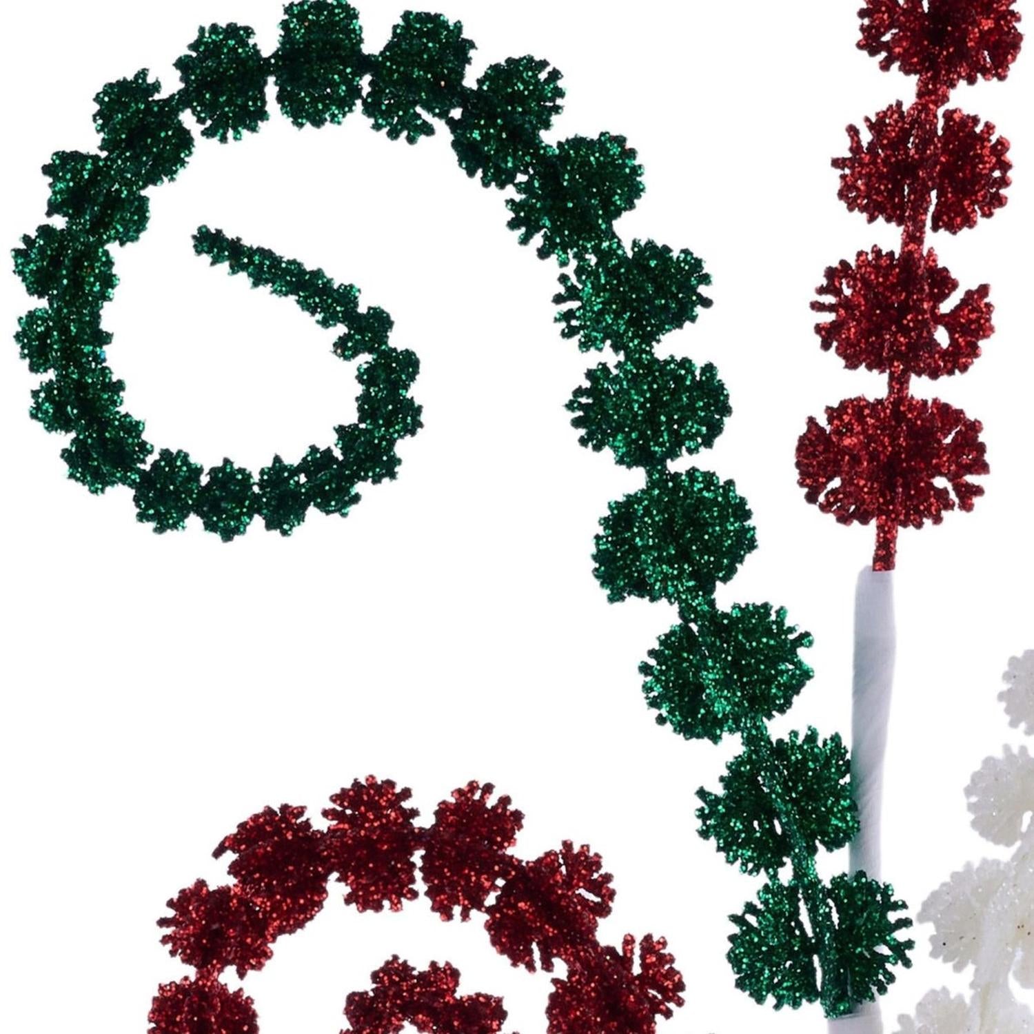 25" Glitter Spike Coil Spray: Red/Green