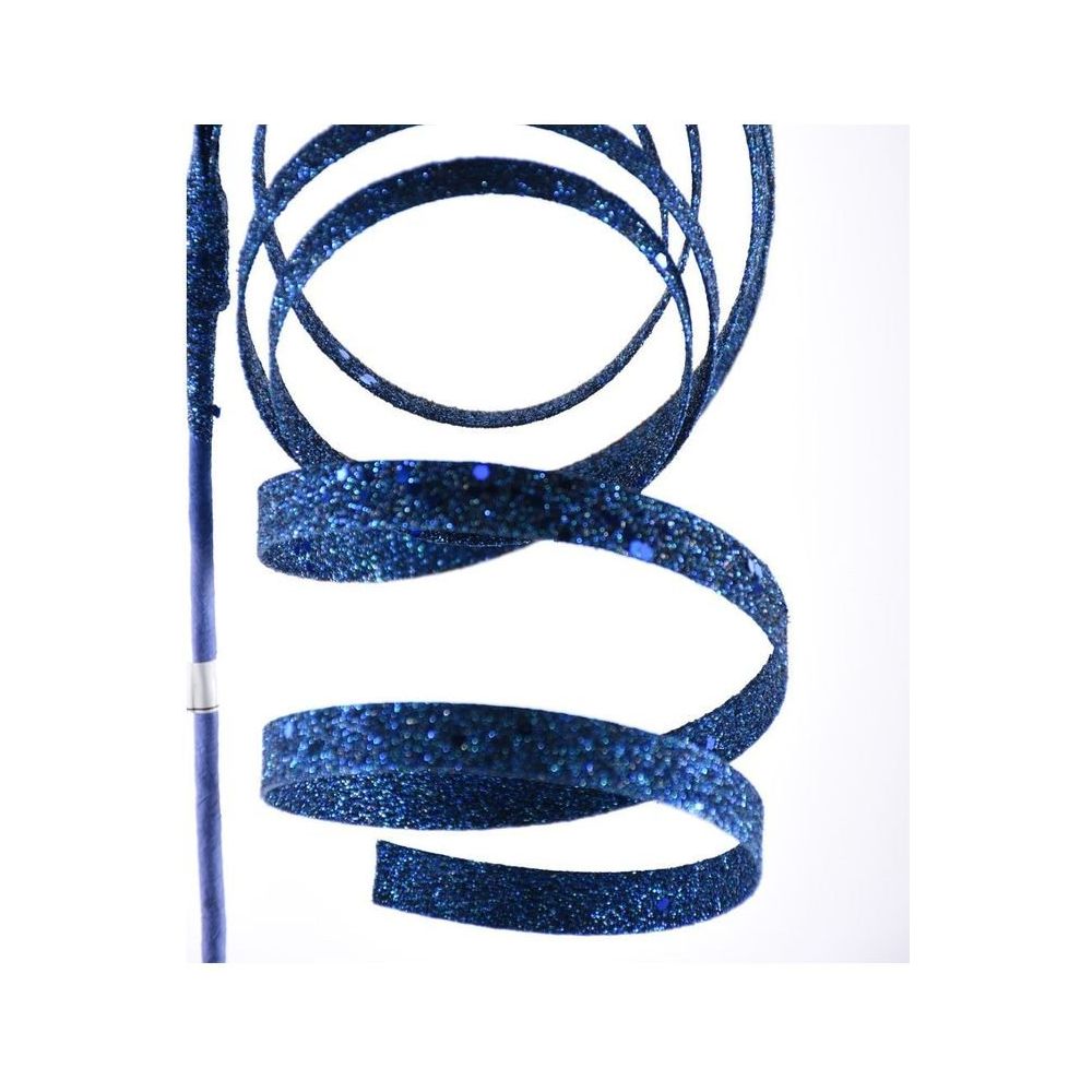 Shop For 25" Glitter Spiral Ribbon Spray: Midnight Blue