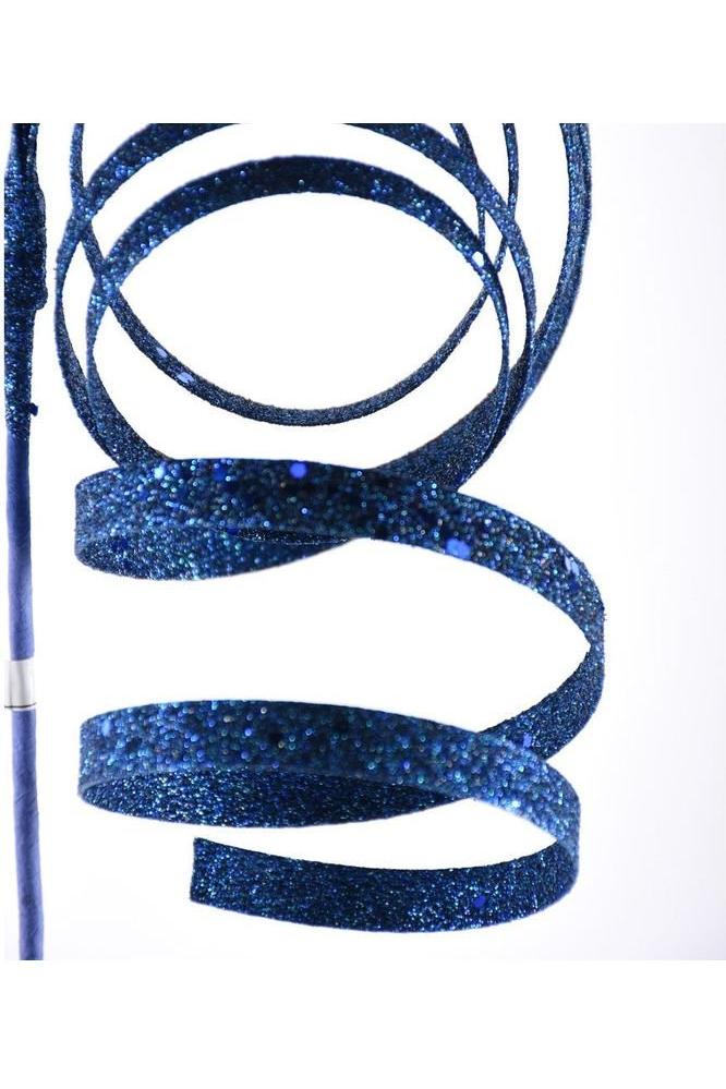 Shop For 25" Glitter Spiral Ribbon Spray: Midnight Blue