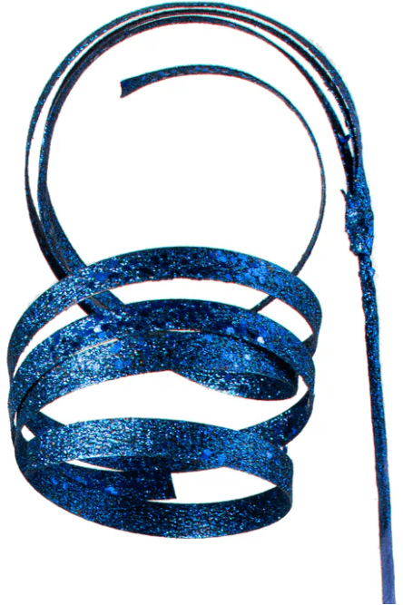 Shop For 25" Glitter Spiral Ribbon Spray: Midnight Blue