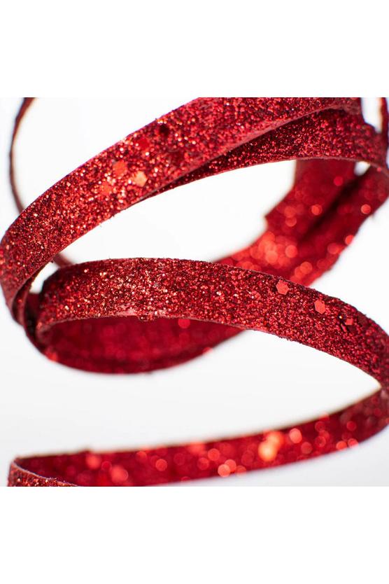 Shop For 25" Glitter Spiral Ribbon Spray: Red