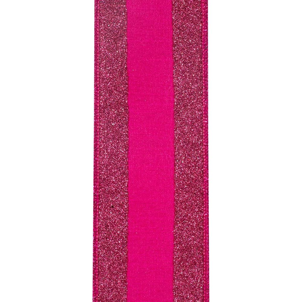 Shop For 2.5" Glitter Stripe Dupioni Ribbon: Fuchsia (5 Yards)