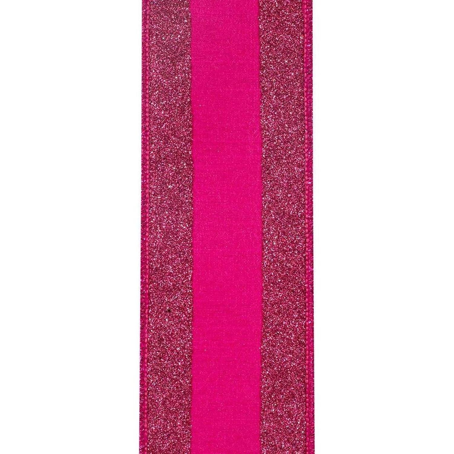 2.5" Glitter Stripe Dupioni Ribbon: Fuchsia (5 Yards)